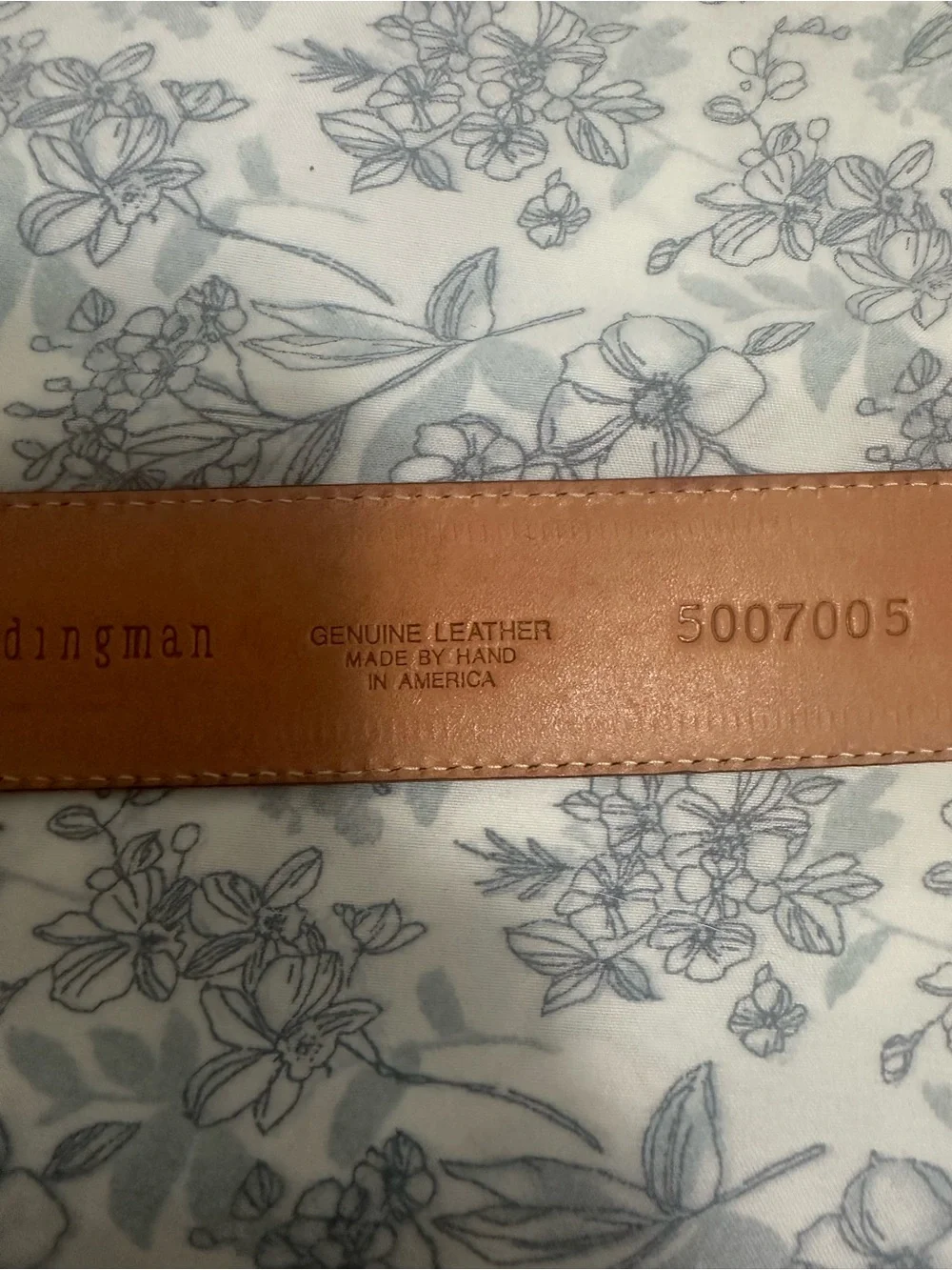 Martin Dingman Brown Leather Belt with Gold Buckle